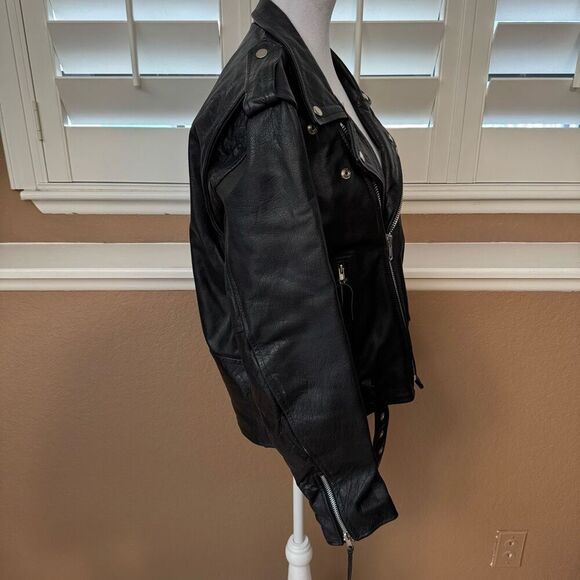 Vintage Body Equip Women's Size M Leather Motorcycle Jacket Black 80s Biker Punk - Picture 7 of 10